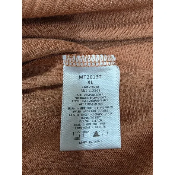 Miss Me Womens XL Terracotta Rust Pointelle Knit Crochet Lace Tank Top - Picture 4 of 7